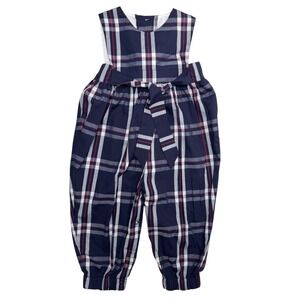 StellyBelly Romper Sz 18M Blue Plaid Front/Back‎ Tie Sleeveless Nautical
